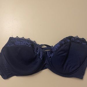 Royal blue strapless bra